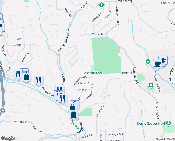 map of restaurants, bars, coffee shops, grocery stores, and more near 622 Maplewood Court in Pittsburgh