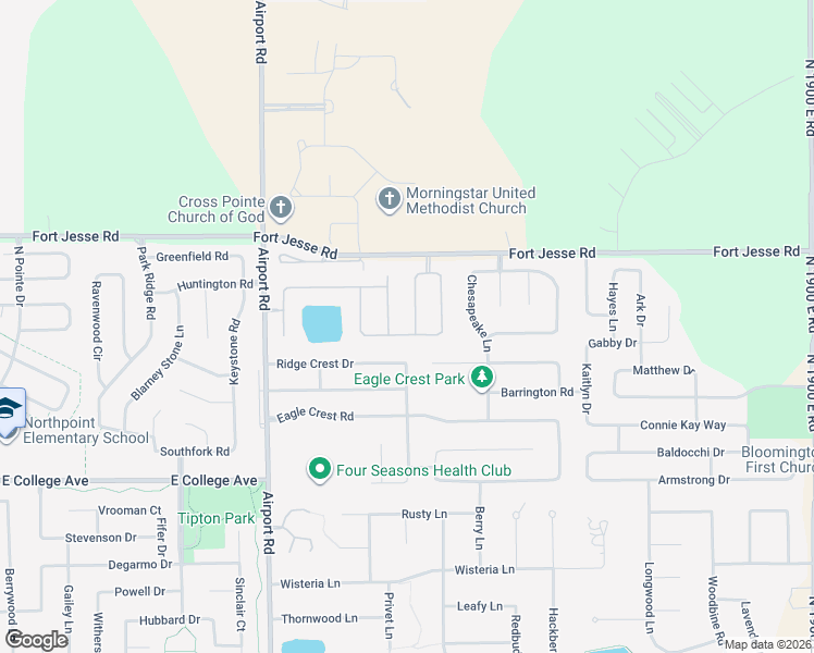 map of restaurants, bars, coffee shops, grocery stores, and more near 2802 Mowrey Drive in Bloomington