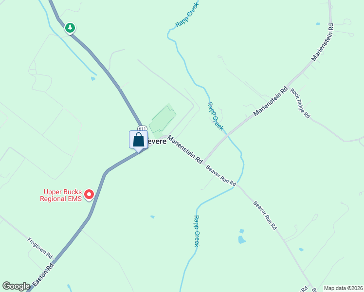 map of restaurants, bars, coffee shops, grocery stores, and more near 34 Beaver Run Road in Ottsville