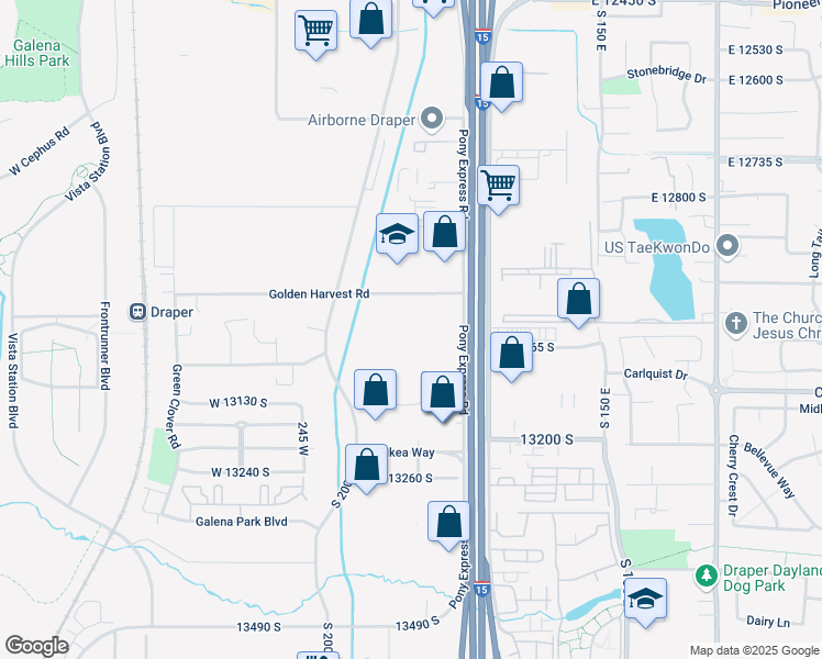 map of restaurants, bars, coffee shops, grocery stores, and more near 78 Wheatfield Circle in Draper