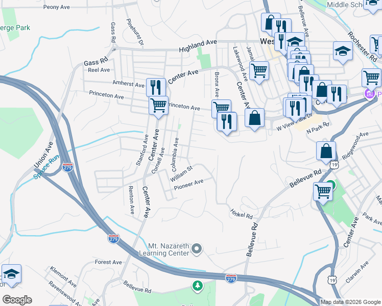 map of restaurants, bars, coffee shops, grocery stores, and more near 333 Carlisle Avenue in Pittsburgh
