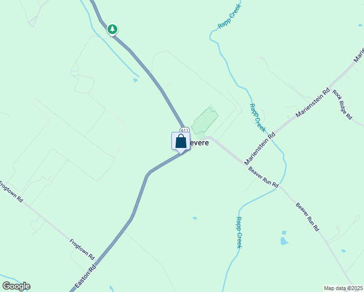 map of restaurants, bars, coffee shops, grocery stores, and more near 8794 Easton Road in Ottsville
