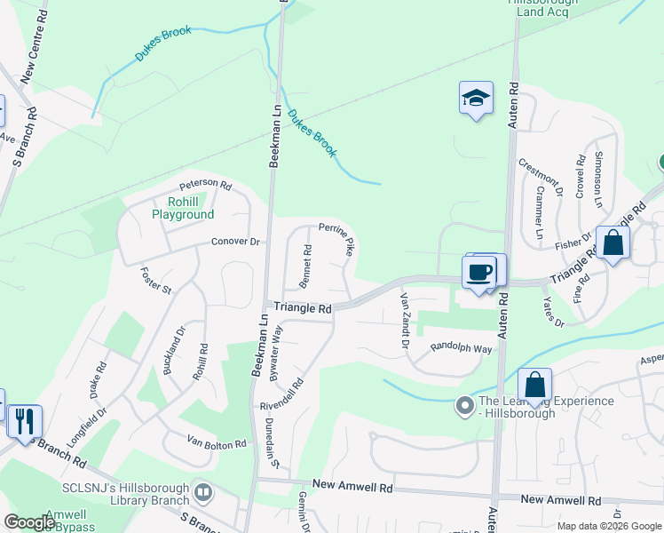map of restaurants, bars, coffee shops, grocery stores, and more near 13 Conard Court in Somerset County