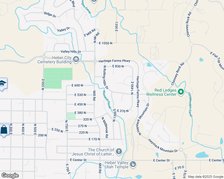 map of restaurants, bars, coffee shops, grocery stores, and more near 1335 East Rolling Hills Drive in Heber City