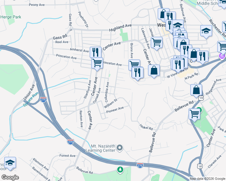 map of restaurants, bars, coffee shops, grocery stores, and more near 333 Carlisle Avenue in Pittsburgh