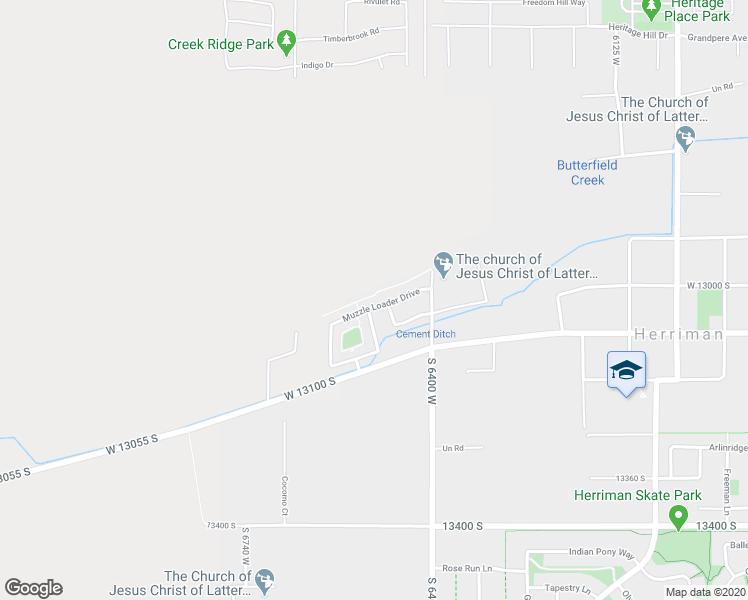 map of restaurants, bars, coffee shops, grocery stores, and more near 6486 Muzzle Loader Drive in Herriman