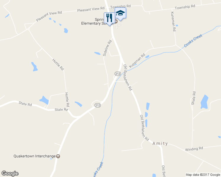 map of restaurants, bars, coffee shops, grocery stores, and more near 1732 Quakertown Road in Quakertown