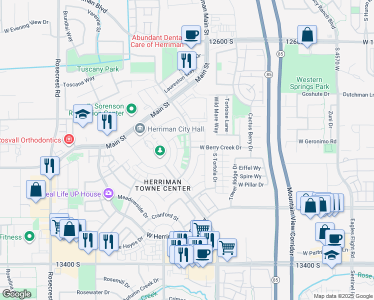 map of restaurants, bars, coffee shops, grocery stores, and more near 5101 West Harlow Way in Herriman