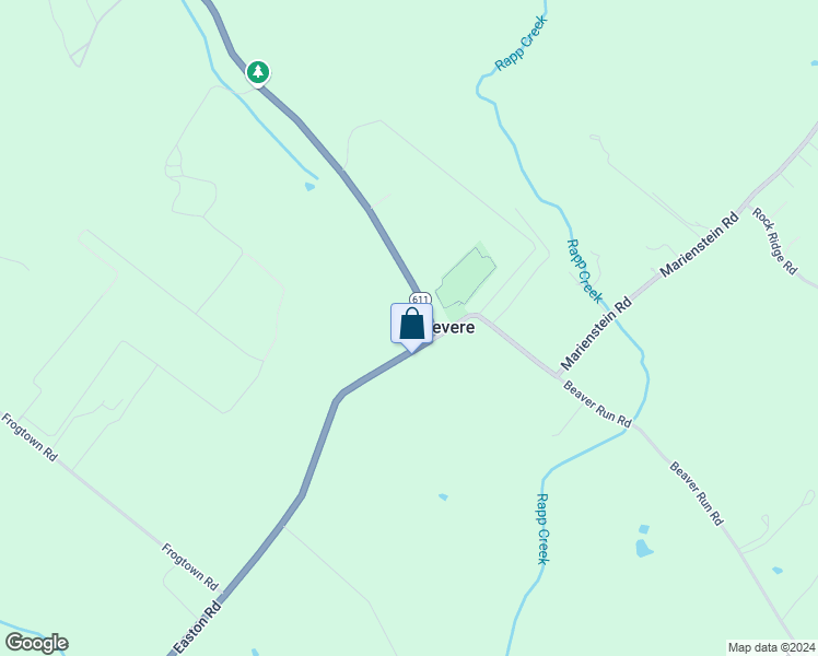 map of restaurants, bars, coffee shops, grocery stores, and more near 8794 Easton Road in Ottsville