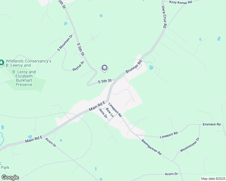 map of restaurants, bars, coffee shops, grocery stores, and more near 2752 Brunner Road in Emmaus