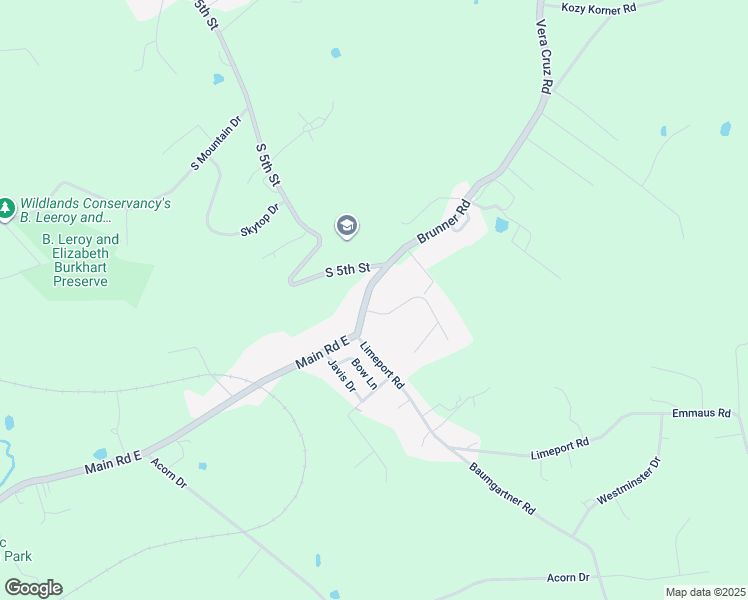 map of restaurants, bars, coffee shops, grocery stores, and more near 2752 Brunner Road in Emmaus