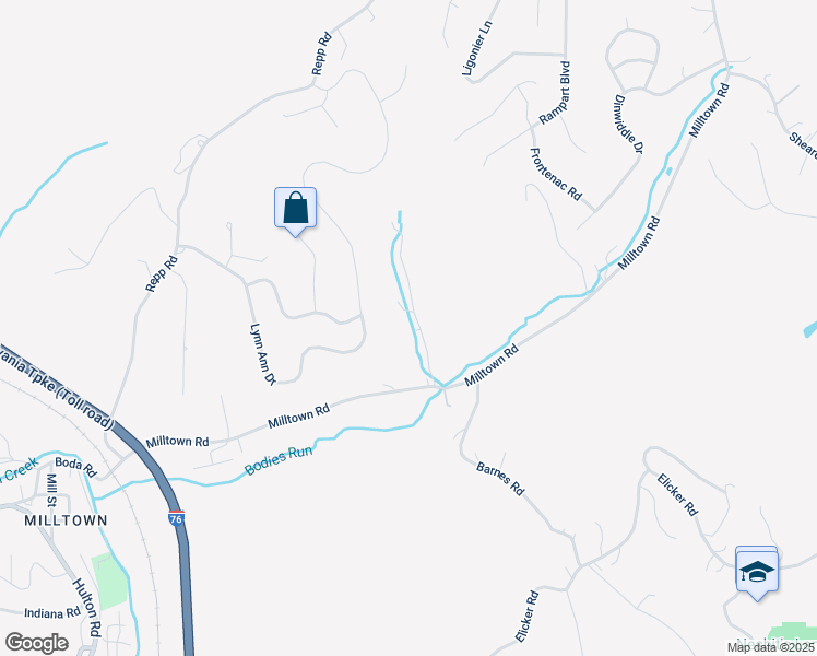 map of restaurants, bars, coffee shops, grocery stores, and more near 620 Milltown Road in New Kensington