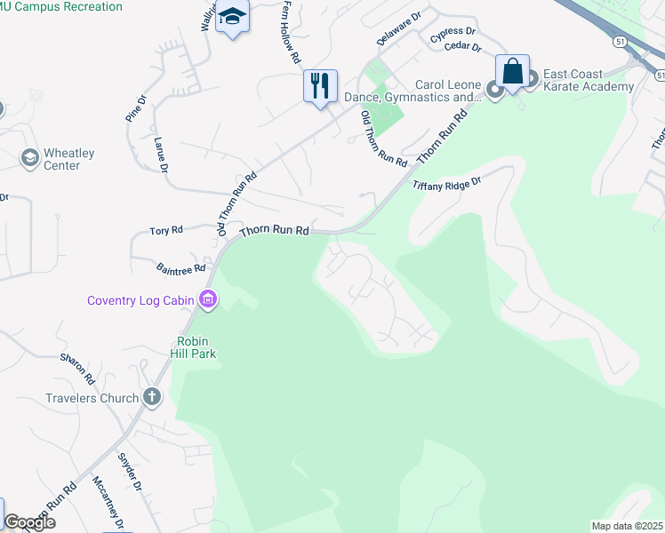 map of restaurants, bars, coffee shops, grocery stores, and more near 1060 Queens Drive in Moon