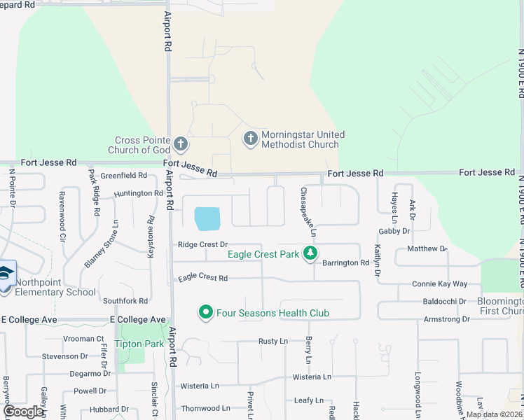 map of restaurants, bars, coffee shops, grocery stores, and more near 2802 Mowrey Drive in Bloomington