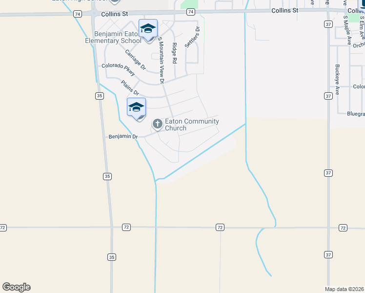 map of restaurants, bars, coffee shops, grocery stores, and more near 655 South Mountain View Drive in Eaton