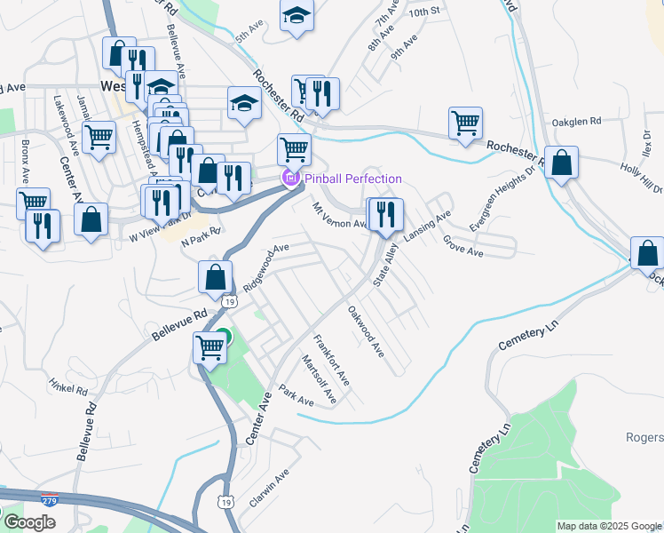 map of restaurants, bars, coffee shops, grocery stores, and more near 230 Oakwood Avenue in Pittsburgh