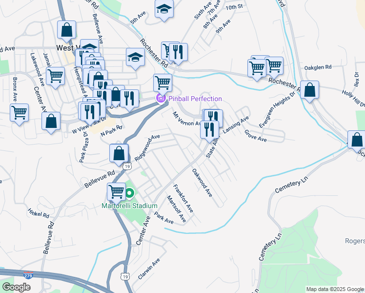 map of restaurants, bars, coffee shops, grocery stores, and more near 217 Oakwood Avenue in Pittsburgh