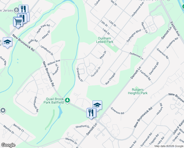 map of restaurants, bars, coffee shops, grocery stores, and more near 36 Rue Chagall in Franklin Township