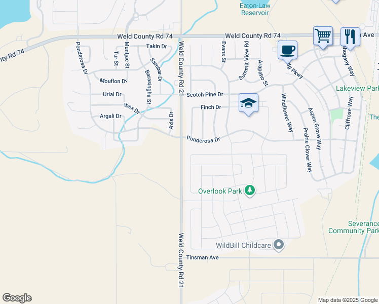 map of restaurants, bars, coffee shops, grocery stores, and more near 272 Castle Drive in Severance