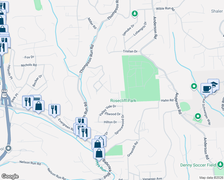 map of restaurants, bars, coffee shops, grocery stores, and more near 424 Allenberry Drive in Pittsburgh