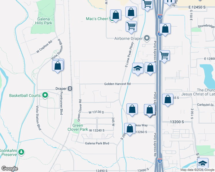 map of restaurants, bars, coffee shops, grocery stores, and more near 102 Golden Harvest Road in Draper