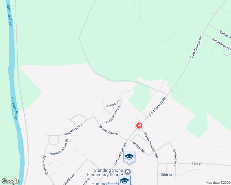 map of restaurants, bars, coffee shops, grocery stores, and more near 399 Westminster Drive in Huntingdon