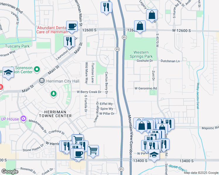 map of restaurants, bars, coffee shops, grocery stores, and more near 4869 West Red Mountain Circle in Riverton
