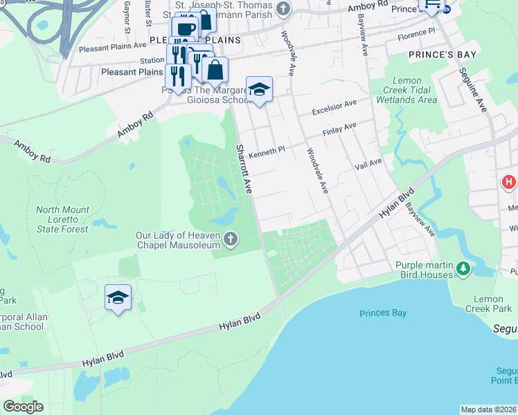 map of restaurants, bars, coffee shops, grocery stores, and more near 30 Vail Avenue in Staten Island