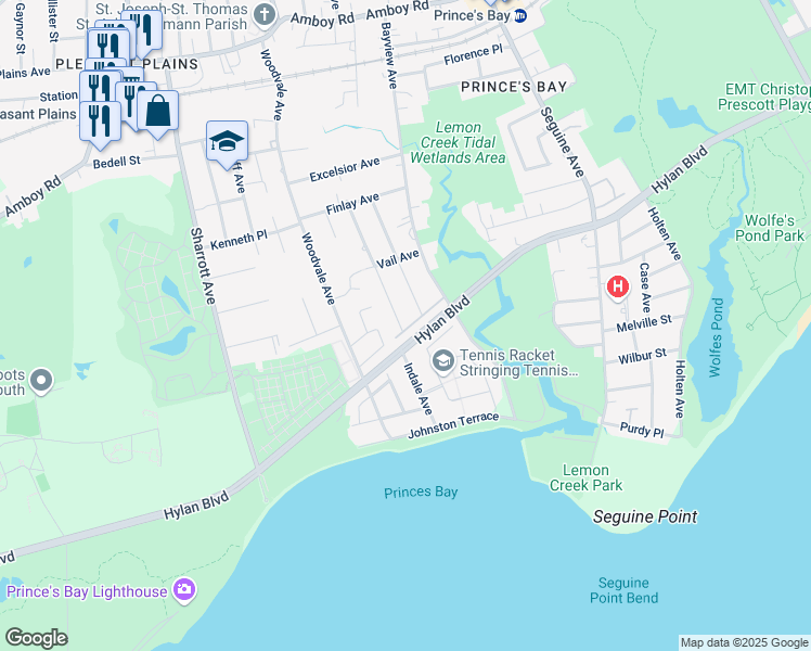 map of restaurants, bars, coffee shops, grocery stores, and more near 144 Burton Avenue in Staten Island