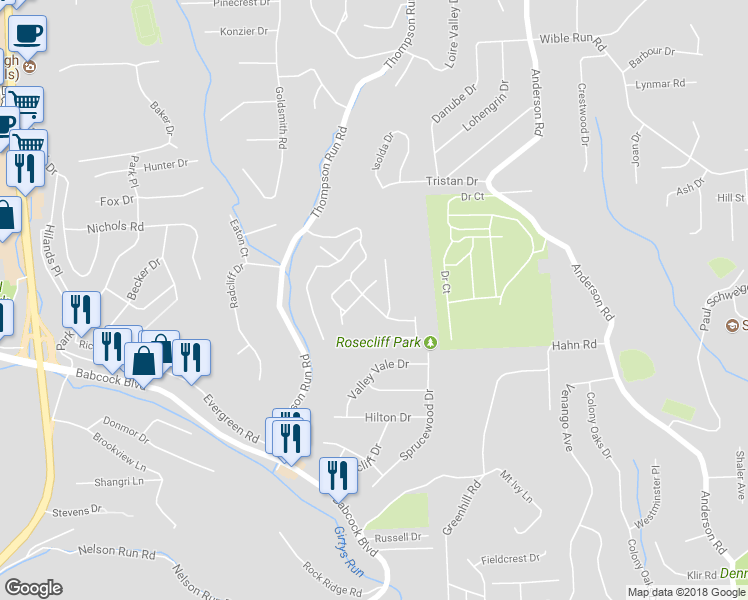 map of restaurants, bars, coffee shops, grocery stores, and more near 305 Woodbridge Drive in Pittsburgh