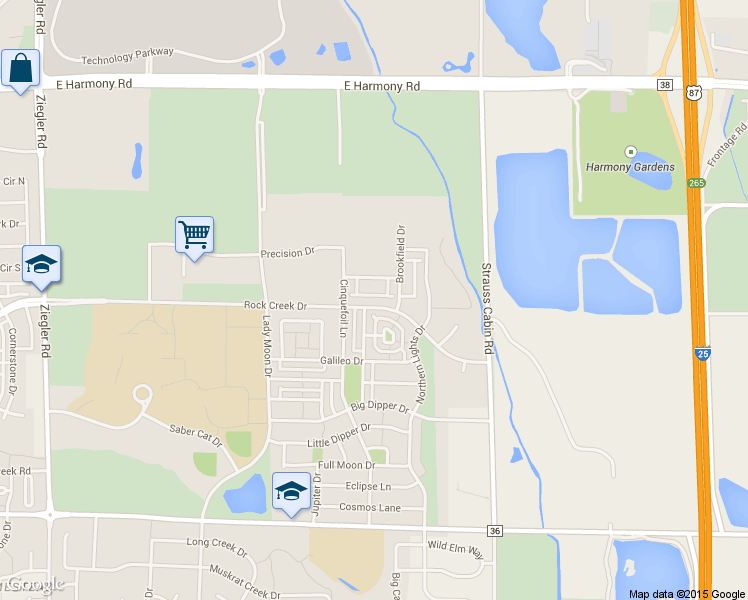 map of restaurants, bars, coffee shops, grocery stores, and more near 3827 Steelhead Street in Fort Collins