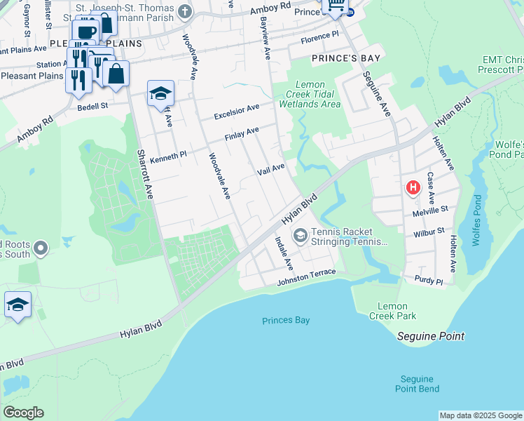 map of restaurants, bars, coffee shops, grocery stores, and more near 144 Burton Avenue in Staten Island