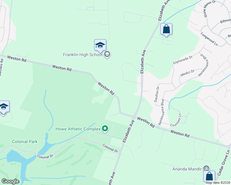 map of restaurants, bars, coffee shops, grocery stores, and more near 101 Weston Road in Franklin Township