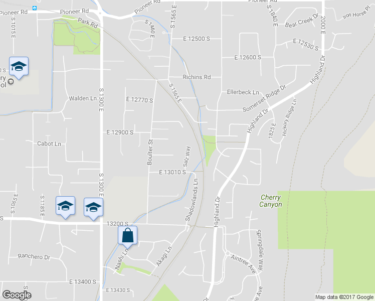 map of restaurants, bars, coffee shops, grocery stores, and more near 12930 Salz Way in Draper