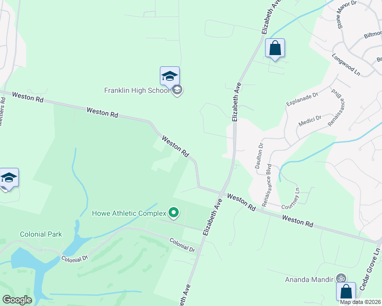 map of restaurants, bars, coffee shops, grocery stores, and more near 101 Weston Road in Franklin Township