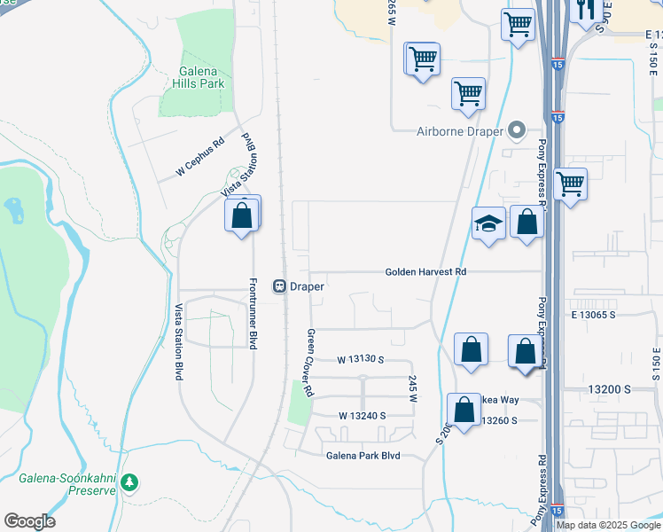 map of restaurants, bars, coffee shops, grocery stores, and more near 376 Golden Harvest Road in Draper