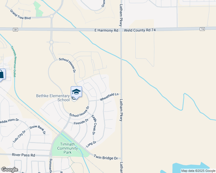 map of restaurants, bars, coffee shops, grocery stores, and more near 5058 Thunderhead Drive in Timnath
