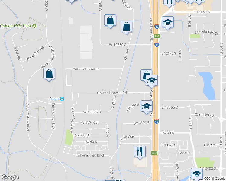 map of restaurants, bars, coffee shops, grocery stores, and more near 238 Golden Harvest Road in Draper
