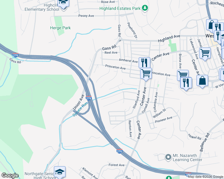 map of restaurants, bars, coffee shops, grocery stores, and more near 504 Kenyon Court in Pittsburgh