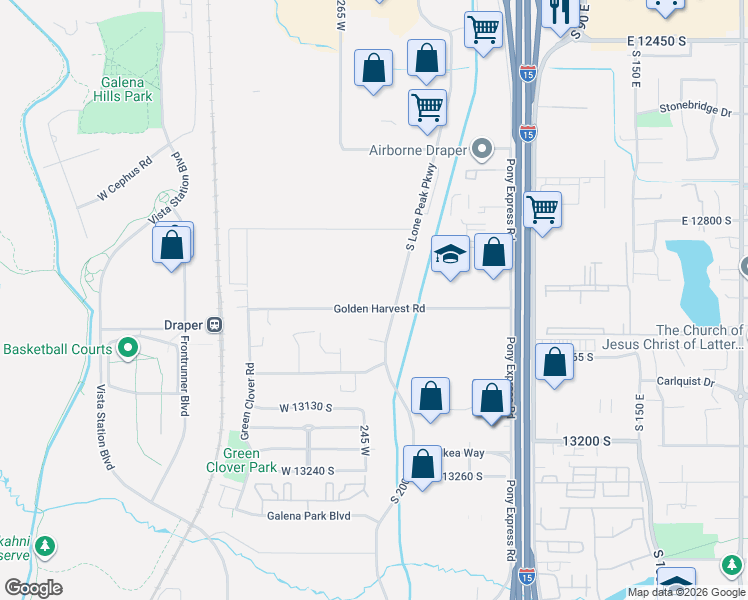 map of restaurants, bars, coffee shops, grocery stores, and more near 246 W Golden Harvest Rd in Draper
