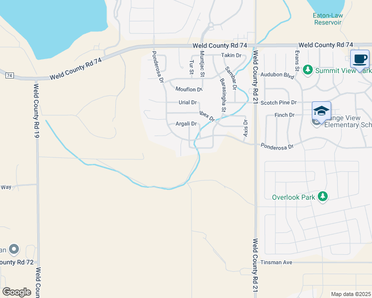 map of restaurants, bars, coffee shops, grocery stores, and more near 1319 Chamois Drive in Severance