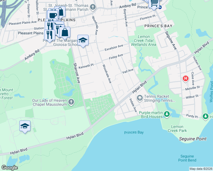 map of restaurants, bars, coffee shops, grocery stores, and more near 25 Carolyn Court in Staten Island