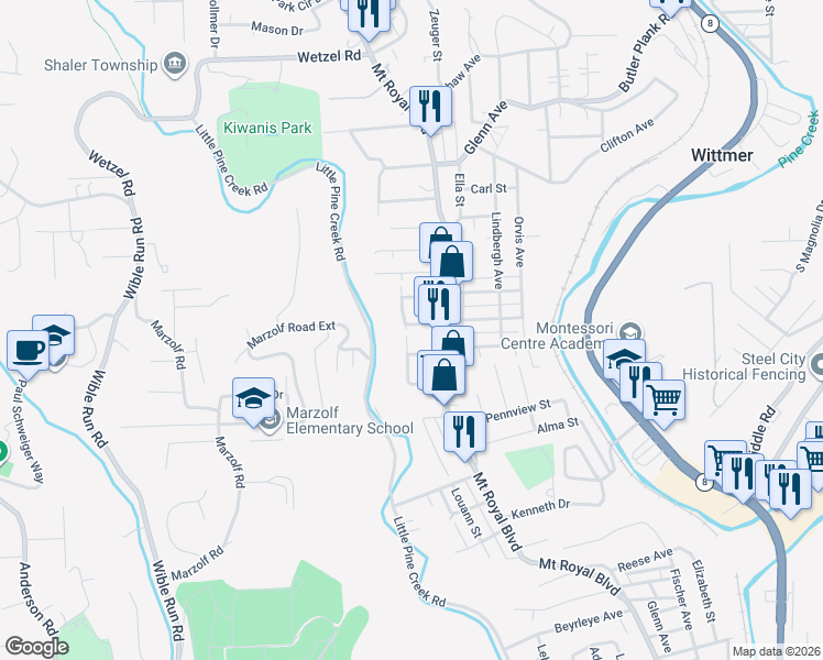 map of restaurants, bars, coffee shops, grocery stores, and more near 109 W Littlewood St in Pittsburgh
