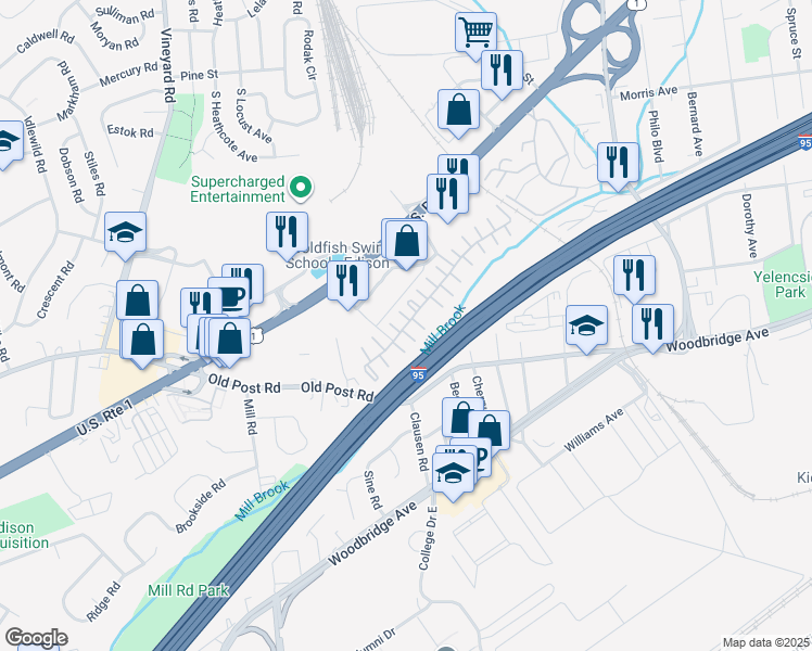 map of restaurants, bars, coffee shops, grocery stores, and more near 410 Forest Haven Boulevard in Edison