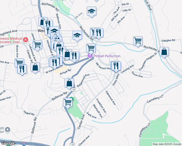 map of restaurants, bars, coffee shops, grocery stores, and more near 310 Ridgewood Avenue in Pittsburgh