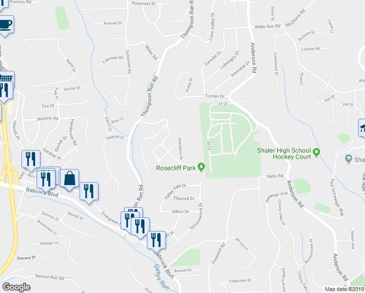 map of restaurants, bars, coffee shops, grocery stores, and more near 428 Allenberry Drive in Pittsburgh