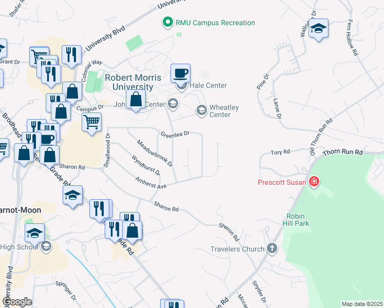 map of restaurants, bars, coffee shops, grocery stores, and more near 112 Cottonwood Court in Carnot-Moon