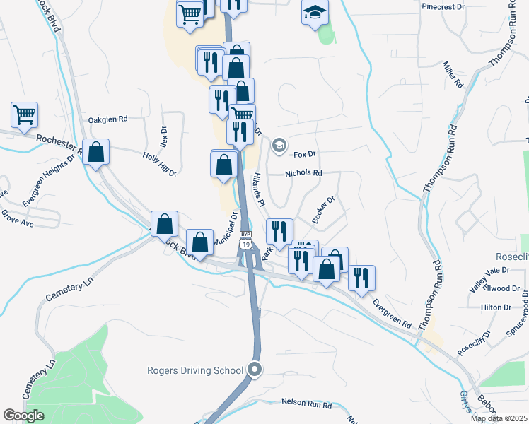 map of restaurants, bars, coffee shops, grocery stores, and more near 4720 McKnight Road in Pittsburgh
