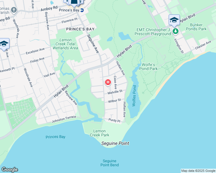 map of restaurants, bars, coffee shops, grocery stores, and more near 375 Seguine Avenue in Staten Island