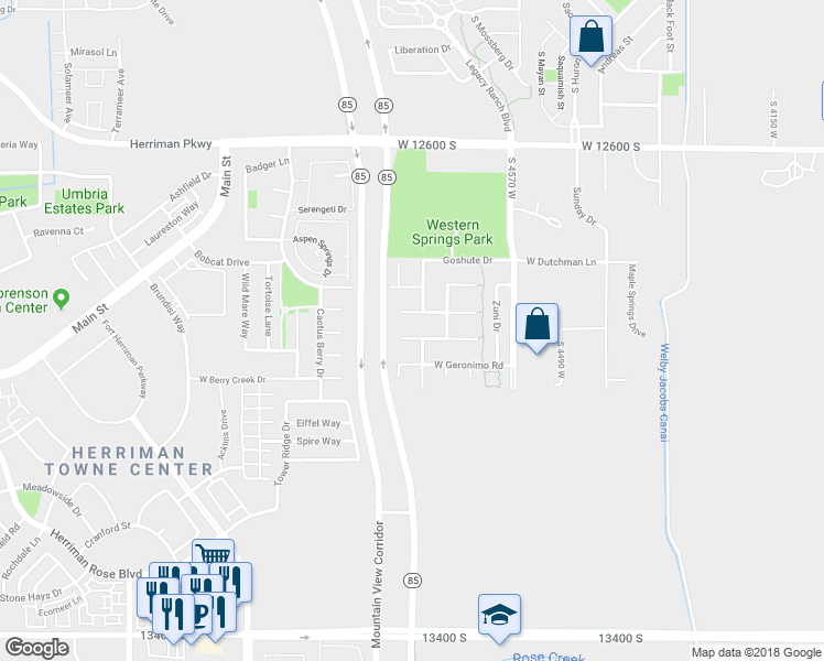 map of restaurants, bars, coffee shops, grocery stores, and more near 4736 Kootenai Court in Riverton